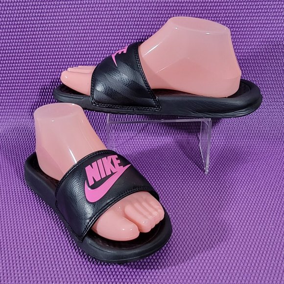 Nike Benassi JDI Black/Pink Comfort Slides - Women's 6 - Picture 2 of 8